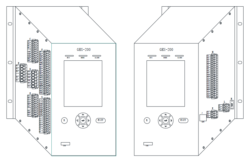 Schematic diagram of the rear panel